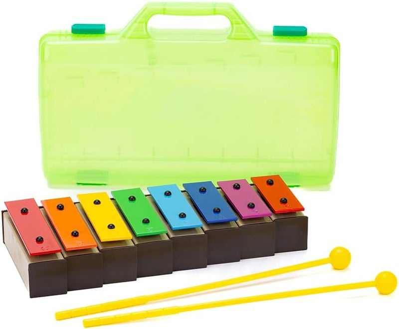 CELEMOON 8 Note Xylophone Glockenspiel with Case - Colorful Resonator Bells & 2 Mallets - Educational Musical Instrument for Beginners & All Ages - Image 4